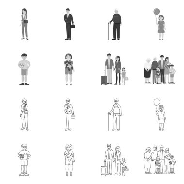 Vektör Illustration karakter ve avatar sembolü. Karakter ve portre hisse senedi simgesi için web topluluğu.