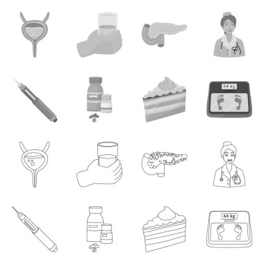 Diyet ve tedavi logo vektör tasarımı. Hisse senedi için diyet ve tıp vektör simge topluluğu.