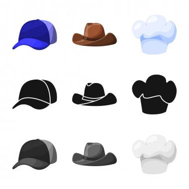 Giyim ve kap logo vektör Illustration. Giyim ve bere hisse senedi vektör çizim koleksiyonu.