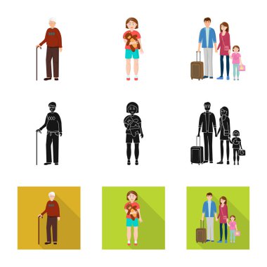 Karakter ve avatar simge vektör tasarımı. Karakter ve portre hisse senedi vektör çizim topluluğu.