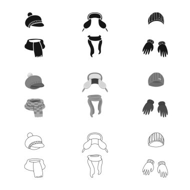 Giysi ve doku yalıtılmış nesne logo. Giysi koleksiyonu ve hisse senedi için hava vektör simgesi.