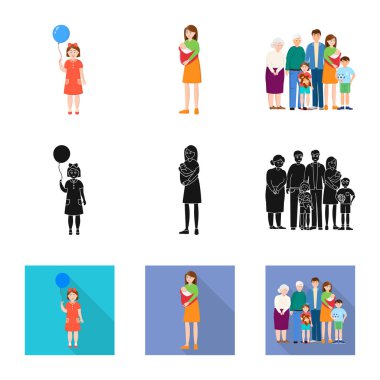Karakter ve avatar logo vektör tasarımı. Hisse senedi için karakter ve portre vektör simge kümesi.