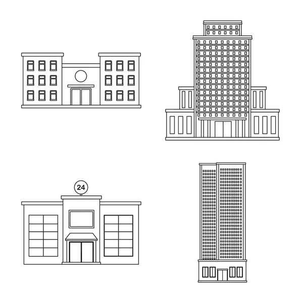 Oggetto isolato di architettura e icona esterna. Collezione di architettura e icona vettoriale della città per stock . — Vettoriale Stock