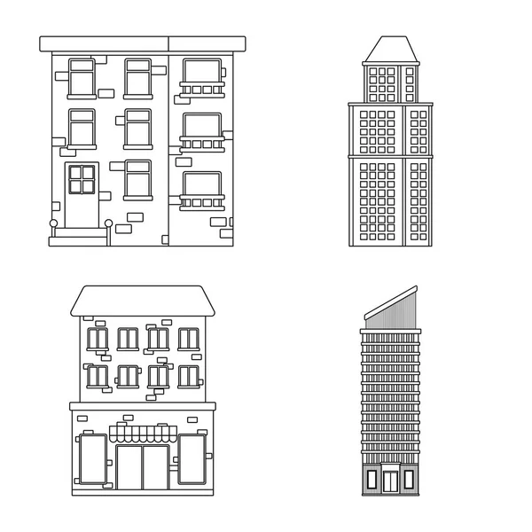 Projeto vetorial de arquitetura e logotipo exterior. Coleção de arquitetura e ícone de vetor de cidade para estoque . — Vetor de Stock