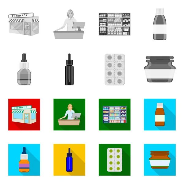 零售和医疗标志的孤立对象。收集零售和健康矢量图标的股票. — 图库矢量图片