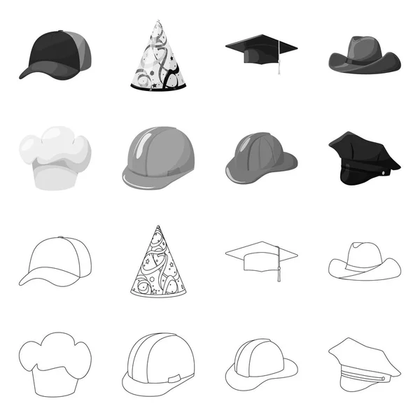 Illustrazione vettoriale dell'icona dell'abbigliamento e del cappuccio. Collezione di abbigliamento e berretto icona vettoriale per magazzino . — Vettoriale Stock