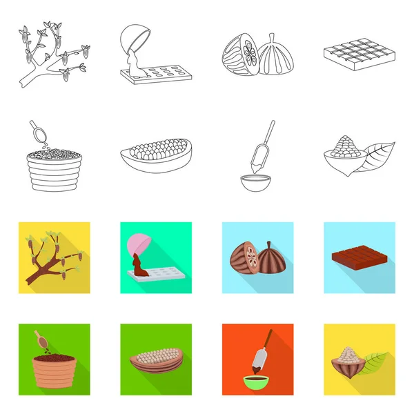 Izolovaný objekt potravin a mňam logo. Sada potravin a hnědé vektorové ikony pro stock. — Stockový vektor