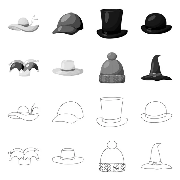 Objeto aislado de ropa y letrero de gorra. Colección de ropa y boina símbolo de stock para la web . — Archivo Imágenes Vectoriales