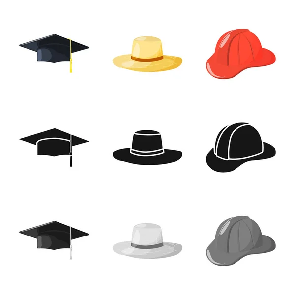 Векторная иллюстрация одежды и знака шапки. Набор одежды и биржевой символ берета для интернета . — стоковый вектор