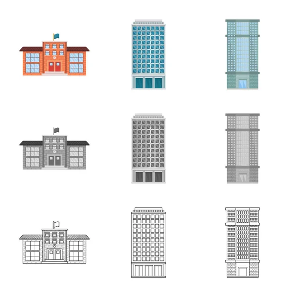 Vector illustration of municipal and center icon. Set of municipal and estate vector icon for stock. — Stock Vector