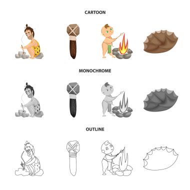 Evrim ve tarih öncesi simge vektör Illustration. Evrim ve geliştirme hisse senedi simgesi için web topluluğu.