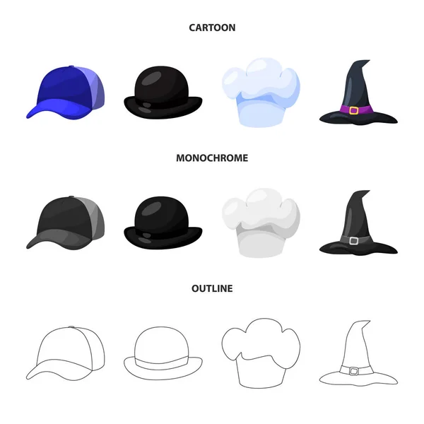 Векторная иллюстрация одежды и символа кепки. Набор одежды и биржевой символ берета для интернета . — стоковый вектор