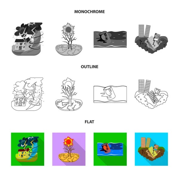 Isolated object of weather and distress sign. Collection of weather and crash vector icon for stock. — Stock Vector