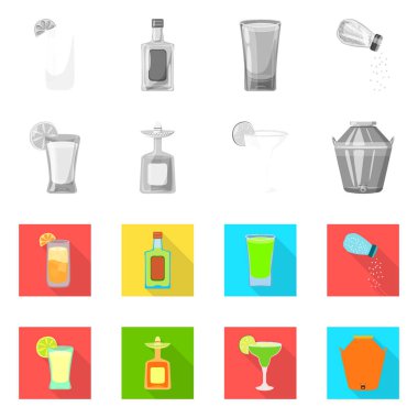 Kafe ve Latin logo yalıtılmış nesne. Kafe ve hisse senedi için ulusal vektör simge kümesi.