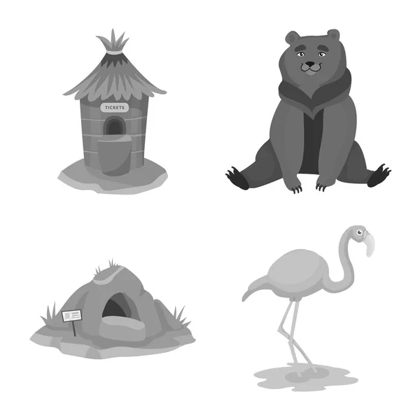 Geïsoleerd object van Zoo en Park symbool. Set van dierentuin en dierlijke vector pictogram voor voorraad. — Stockvector