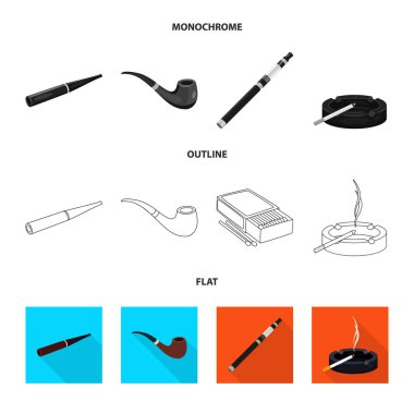 Çöp illüstrasyon vektör ve logo durdurmak. Çöp ve alışkanlık hisse senedi vektör çizim seti.