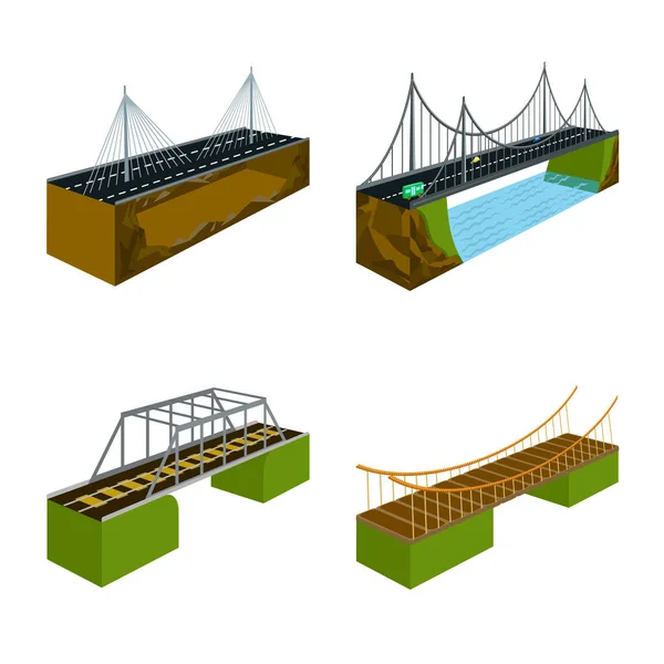 Objeto isolado do sinal da ponte e da arquitetura. Conjunto de bridgework e símbolo de estoque de estrutura para web . —  Vetores de Stock