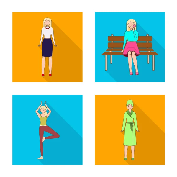 Ilustración vectorial de la mujer y el cuerpo icono. Conjunto de ilustración de vectores de stock de mujer y estilo . — Vector de stock