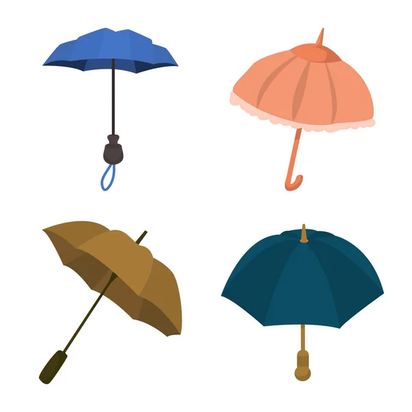 Illustration vectorielle de parapluie et icône de pluie. Ensemble de parapluie et symbole de stock météo pour le web . — Image vectorielle