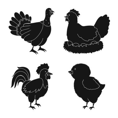 Çiftliğin izole nesnesi ve organik logo. Stok için çiftlik ve gıda vektör simgesi kümesi.