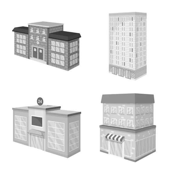Diseño vectorial de bienes raíces y símbolo moderno. Conjunto de ilustración de vector de stock de bienes raíces y construcción . — Vector de stock