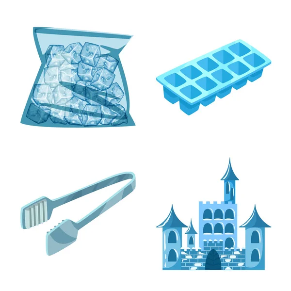 Objeto aislado de hielo y símbolo del agua. Conjunto de heladas y vector húmedo icono para stock . — Vector de stock