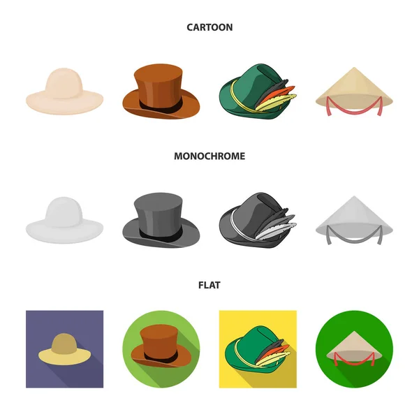 Ilustração vetorial do sinal do chapéu e do boné. Conjunto de chapéu e modelo de ilustração vetorial . — Vetor de Stock