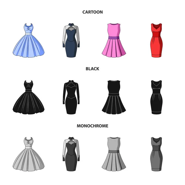 Ilustración vectorial del vestido y el símbolo de la ropa. Colección de vestido e icono vectorial de noche para stock . — Vector de stock