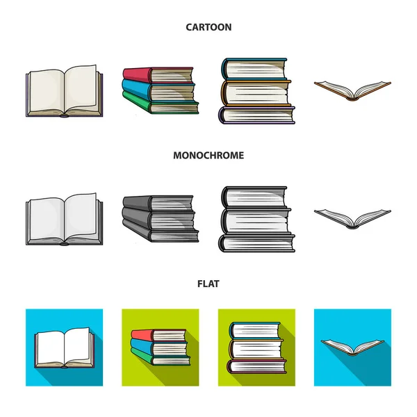 Vektorillustration av bibliotek och lärobok ikonen. Samling av bibliotek och skola vektor ikonen för lager. — Stock vektor