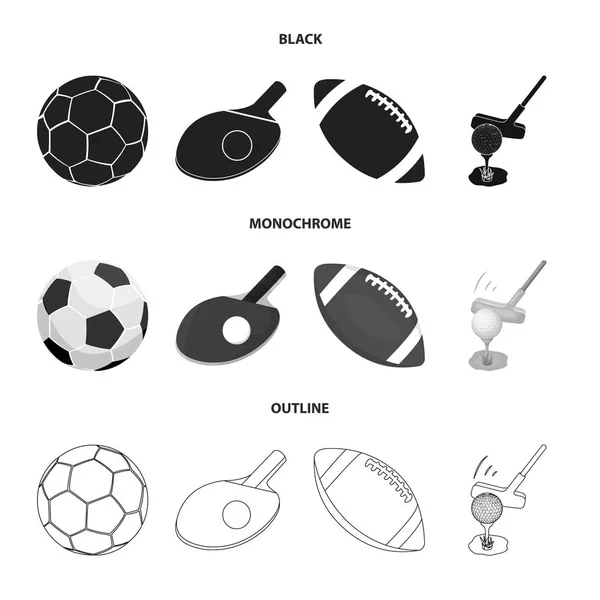 Oggetto isolato di icona di palla e calcio. Set di palla e pallacanestro stock vettoriale illustrazione . — Vettoriale Stock