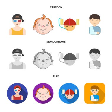 Kız ve çocuk logosu izole nesne. Stok için kız ve okul vektör simgesi seti.