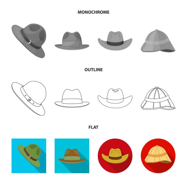 Objeto aislado de sombrero y símbolo de gorra. Conjunto de sombrero y modelo de símbolo de stock para web . — Vector de stock