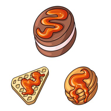 Tatlı ve tatlı logosu izole nesne. Hisse senedi için tatlı ve gıda vektör simgesi koleksiyonu.