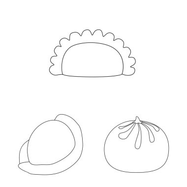 Vektör Illustration gıda ve çanak işareti. Yemek ve pişirme stok vektör çizim seti.