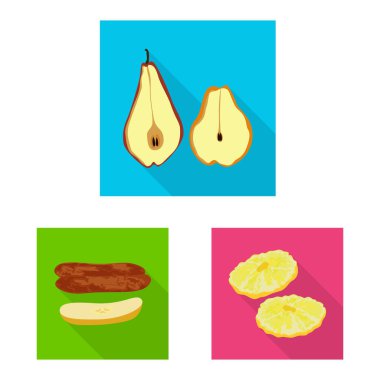 Meyve ve kurutulmuş logo yalıtılmış nesne. Meyve ve gıda hisse senedi vektör çizim topluluğu.
