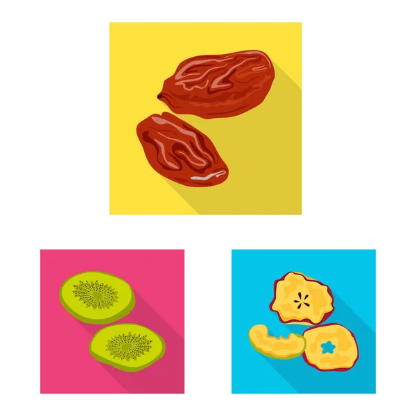 Vectorillustratie van fruit en gedroogde pictogram. Collectie van fruit en voedsel vector pictogram voor voorraad. — Stockvector