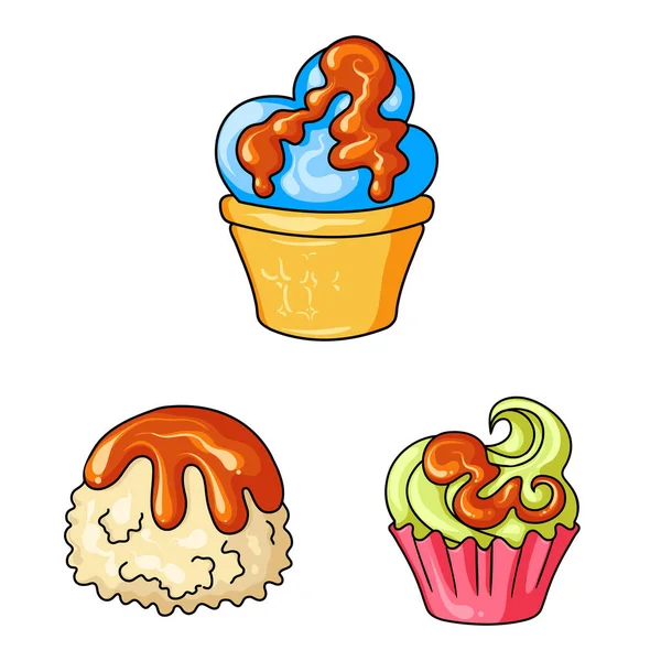 Μεμονωμένο αντικείμενο του γλυκού και γλυκό εικονίδιο. Σετ γλυκών και τροφίμων σύμβολο για το Διαδίκτυο. — Διανυσματικό Αρχείο