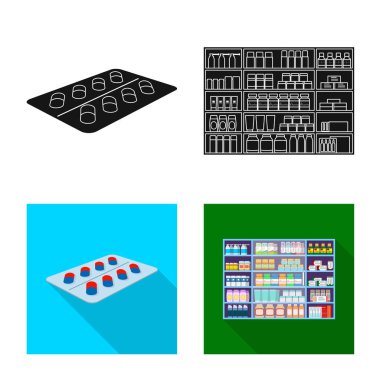 Perakende ve sağlık işareti vektör tasarımı. Web için perakende ve sağlık hisse senedi simgesi kümesi.