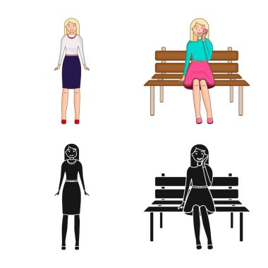 Duruş ve ruh hali logo vektör Illustration. Duruş ve kadın hisse senedi vektör çizim koleksiyonu.