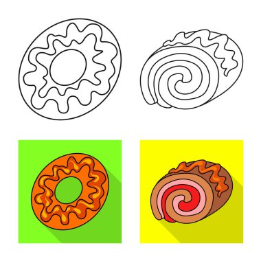 Şekerleme ve mutfak simgesi yalıtılmış nesne. Şekerlemeler ve web için ürün hisse senedi simgesi.