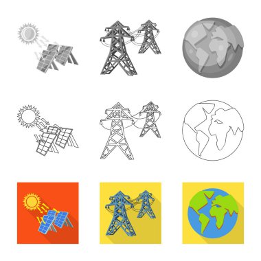 Yenilik ve teknoloji işareti tasarımı vektör. Yenilik ve doğa hisse senedi vektör çizim koleksiyonu.