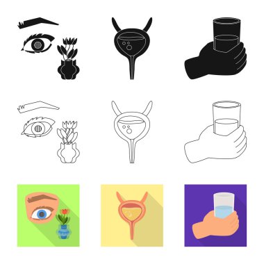 Diyet ve tedavi simge vektör tasarımı. Diyet ve ilaç hisse senedi vektör çizim seti.