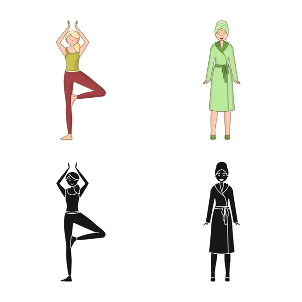 Objet isolé de la posture et le logo de l'humeur. Collection d'illustration vectorielle de posture et de stock femelle . — Image vectorielle