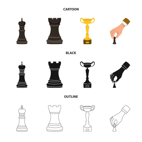 Isolerade objekt av schackmatt och tunn symbol. Uppsättning av schackmatt och målet lager vektorillustration. — Stock vektor