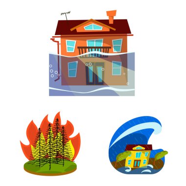 Tufan ve afet sembolü vektör tasarımı. Web için tufan ve kıyamet stok sembolü seti.