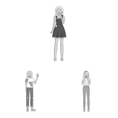 Duygu ve kadın logo yalıtılmış nesne. Duygu ve vücut hisse senedi vektör çizim koleksiyonu.