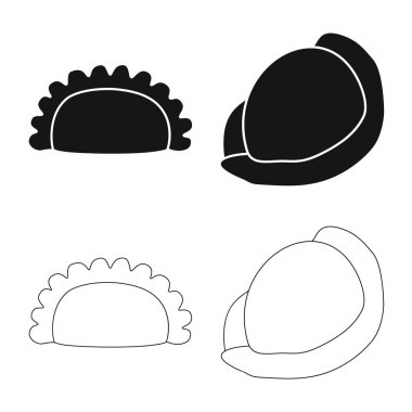 Ürünler ve pişirme simge vektör tasarımı. Ürünler ve hisse senedi için meze vektör simge koleksiyonu.