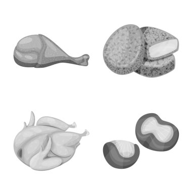 Mutfak ve kuş işareti vektör Illustration. Web için mutfak ve kümes hayvanları stok sembolü koleksiyonu.