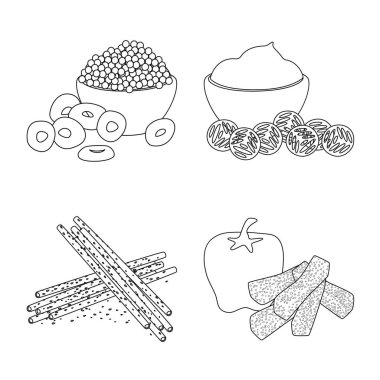 Tat ve gevrek işareti vektör Illustration. Tat ve pişirme stok vektör çizim koleksiyonu.