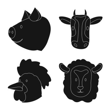 Çiftlik ve organik simge yalıtılmış nesne. Çiftlik ve kafa stok vektör çizim.